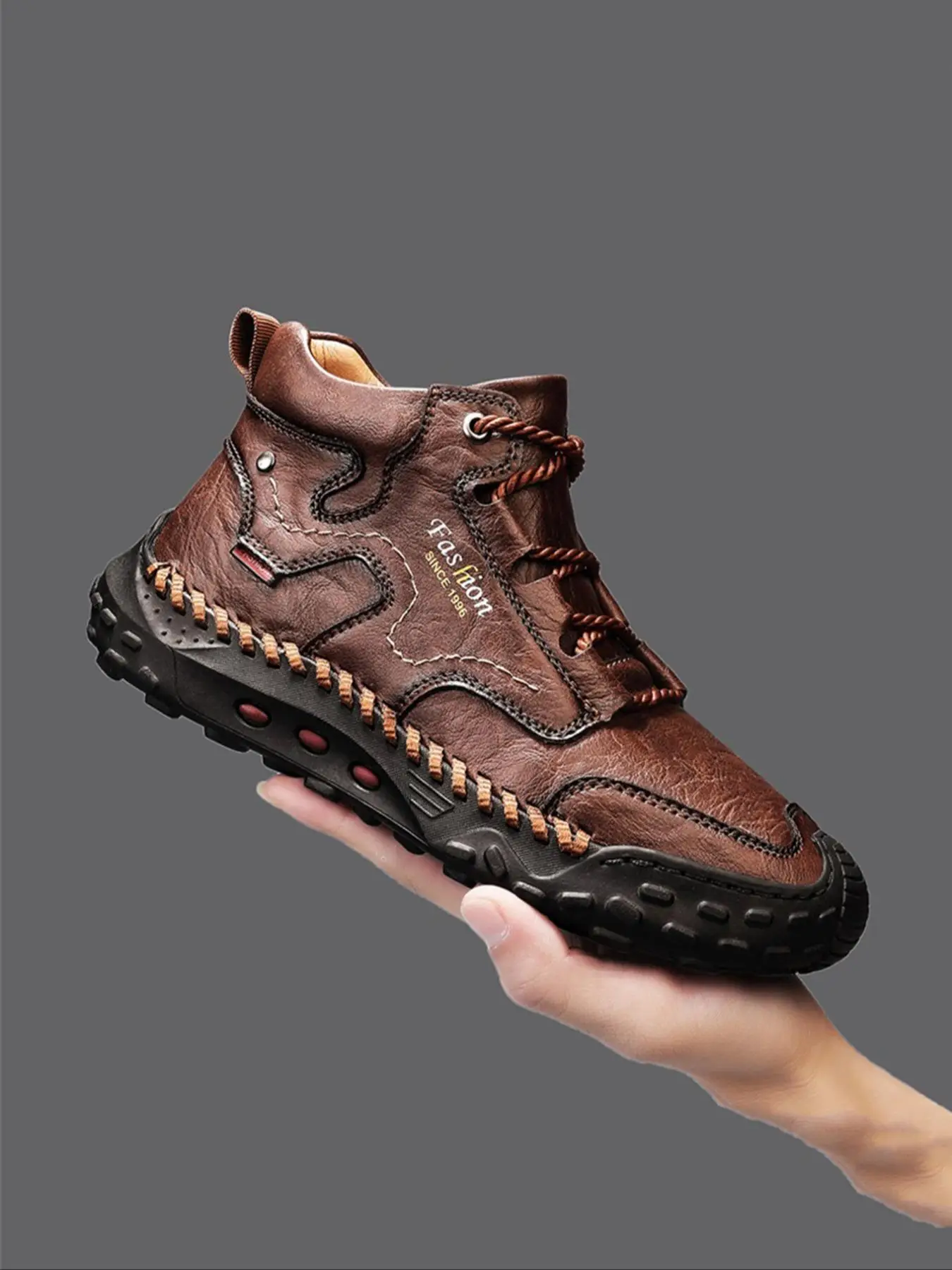 Men's Vintage Letters Print Lace Up Mid Top Sneakers, Casual Comfortable Soft Sole Non-slip Sports Shoes, Fashionable Shoes for Daily Wear