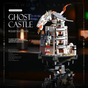 Mini Gulingge Building Block Set, 1056+ Pieces — Magic Castle, Diagonal Alley Street Scene Collectible Display Piece, Wizard’s Bank Street View Architecture, Room Decoration Gift