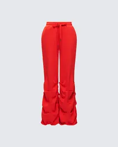 Una Red Stacked Leg Toggle Sweatpant