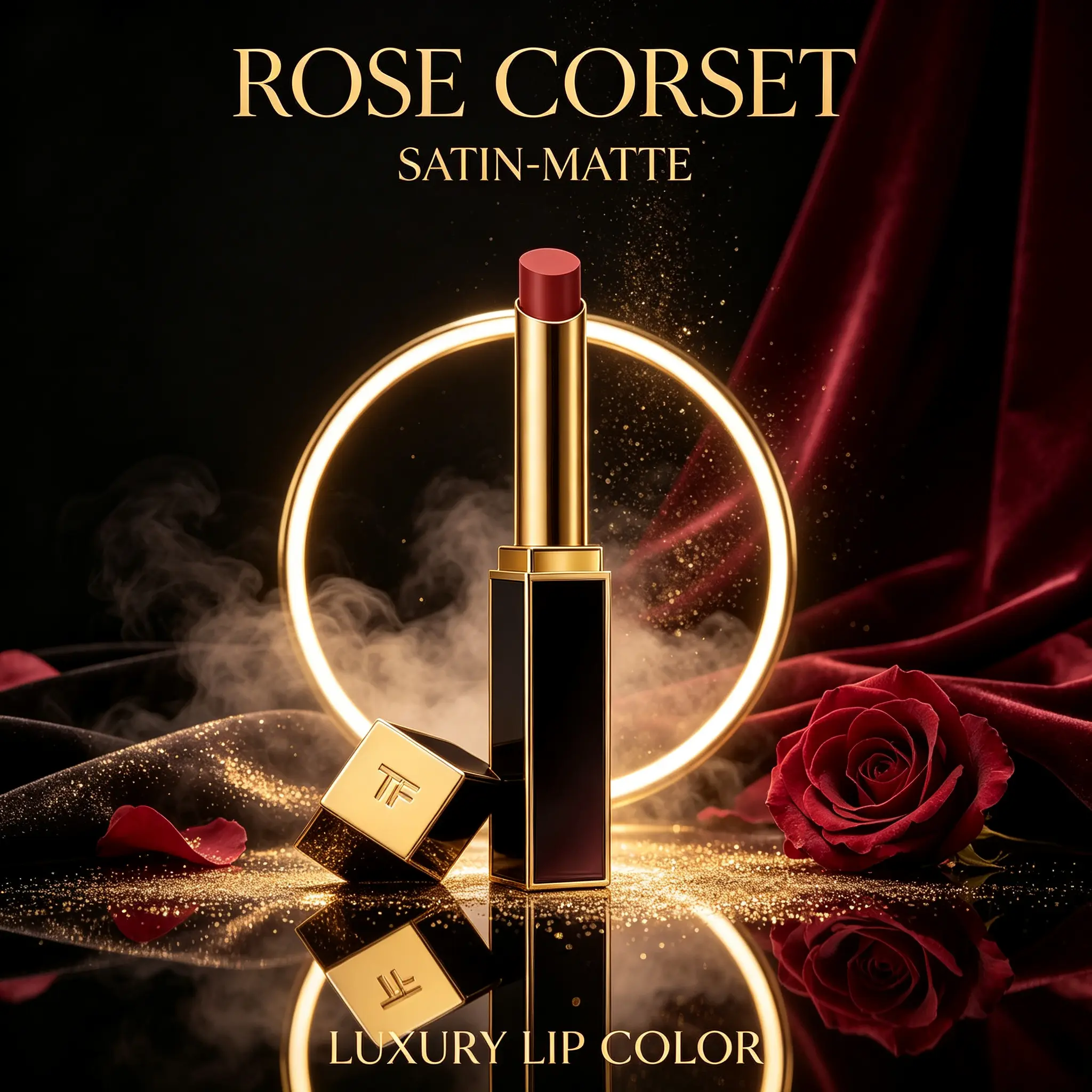 TOM FORD Slim Lip Color #152 Rose Corset Satin‑Matte Lipstick, Smoky Rose‑Brown Luxury Slim Lipstick Full‑Size 2g