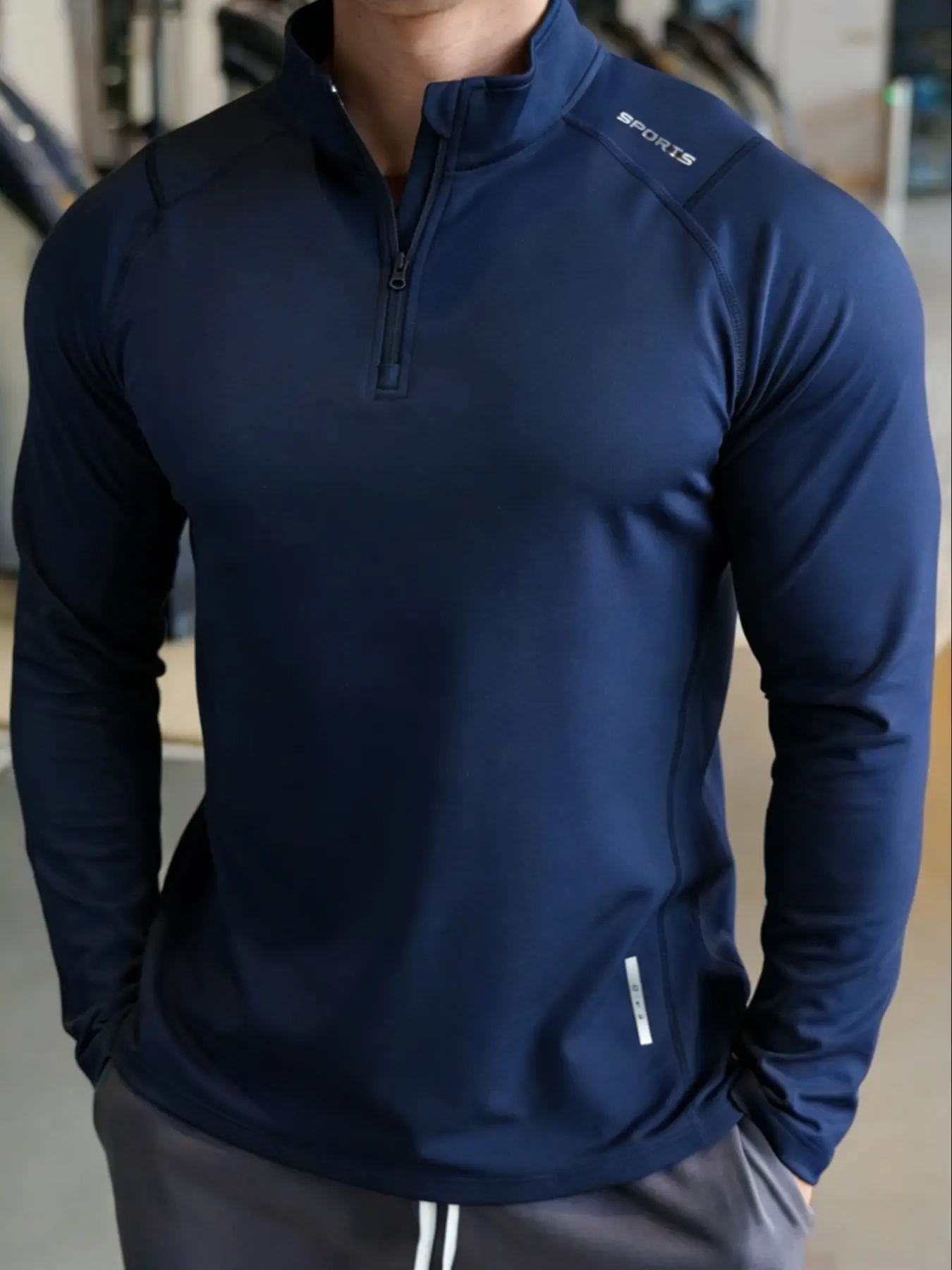 New American Style Fitted Warm Stretch Fitness Running Training Long Sleeve T-Shirt, Stretch Athletic Tee, Printed Run Men, Sportswear, Activewear Workout, Activewear Tee, Activewear T Shirts