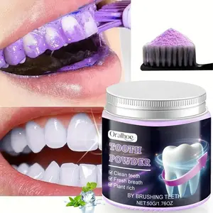 Teeth Whitening Powder, Contains Hydroxyapatite, Color Correction, Stain Removal, Toothpaste Enhancer, 50g, Oral Hygiene Booster