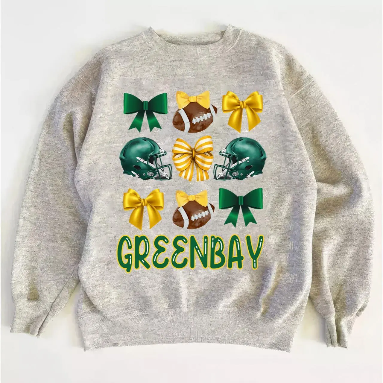 Green Bay Coquette Football Sweatshirt, Cute Retro Crewneck for Game Day Fans