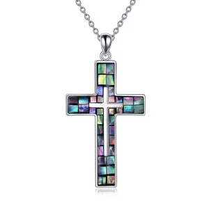 YFN Cross Necklace 925 Sterling Silver Religious Cross Pendant Jewelry Christian Gifts for Women Men