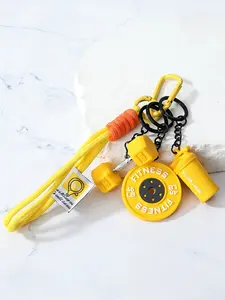Fitness-Themed Bag Charms, Backpack Bag Decoration, Backpack Charm Mini Dumbbell & Barbell-Shaped Shaker Cup Dopamine-Themed Charm Set Woven Rope And Carabiner Design Sporty Accessories For Bags, Keys A Must-Have For Fitness Enthusiasts