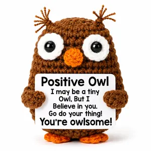 Crochet Positive Animal Plushie Set - Mini Emotional Support Stuffed Toys with Uplifting Cards, Birthday Gifts for Friends, Stress Relief Cuddly Companion