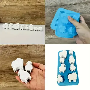 3D Silicone Chocolate Mold, 8-Cavity Lamb Design, Food Grade, Reusable, Easy Clean, Perfect for DIY Baking, Ideal for Holidays