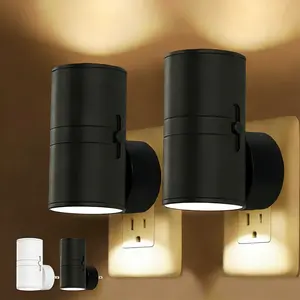 2 Pack, LED Night Light Plug in, Modern Night Lights Plug into Wall, Dusk to Dawn Sensor, Soft White 3000K, 0-100LM Adjustable Brightness, Dimmable Night Lights for Hallway Bedroom Stairway