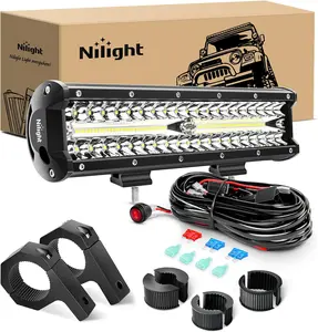 Nilight 12 Inch 300W LED Light Bar Triple Row Flood Spot Combo, Aluminum Housing, IP67 Waterproof, 30000LM truck led