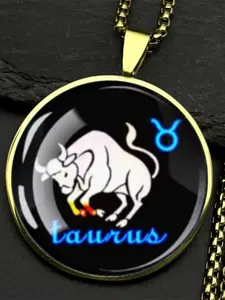 Luminous Taurus Constellation Necklace - Zinc Alloy Frame with Clear Glass, Glowing Taurus Pendant, Unisex Astrological Jewelry