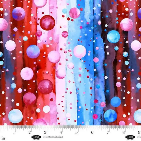 Fabric Blank Quilting Red/Blue Bubble Pops 108" Wide Back by the Quarter Yard 4418-87