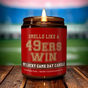 Smells Like a 49ers Win Candle, SF 49ers Candle, Game Day Decor, Funny 49ers Fan Gift, Lucky 49ers Candle Unique, Sports Gifts For Him, Game Day Decor , College Football, Game Day Decor, Student, Sports Gift Him, Sports Gift For Him, Game Day Decor