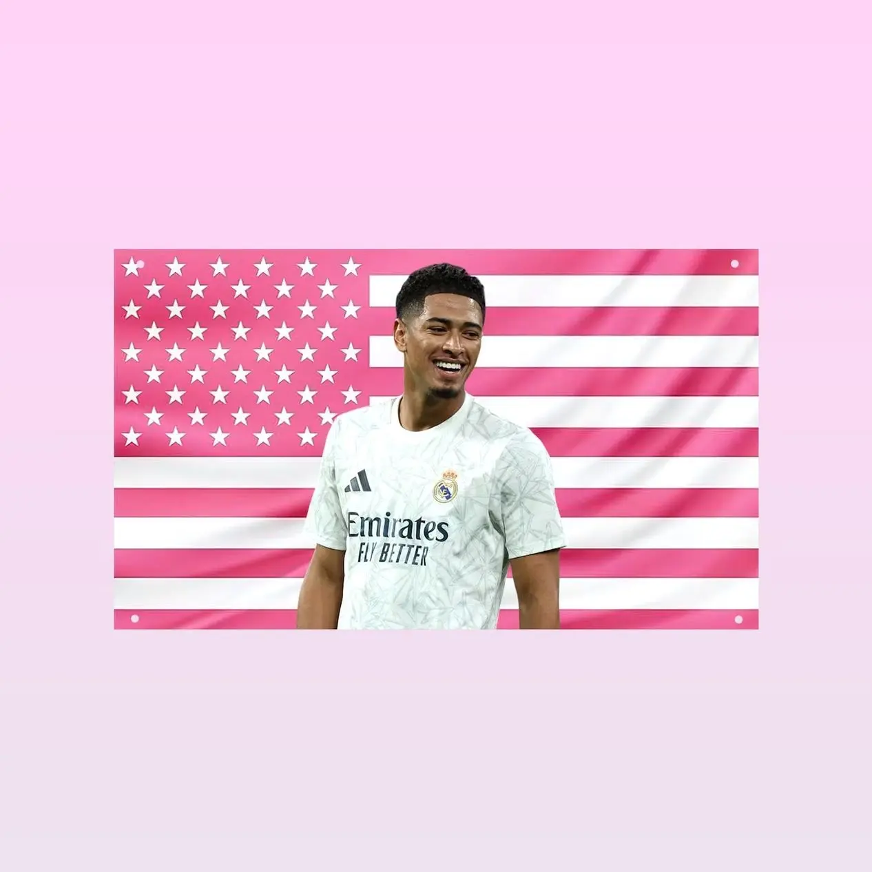 Jude Bellingham Flag | Pink US Flag, Black US Flag, American & UK Flag | Football Star Wall Decor | Soccer Fan Gift