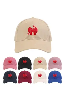Sweet Butterfly Knot Embroidered Baseball Cap, Lightweight Breathable Sun Protection Hat, Adjustable Cotton Fabric, All Seasons Wear