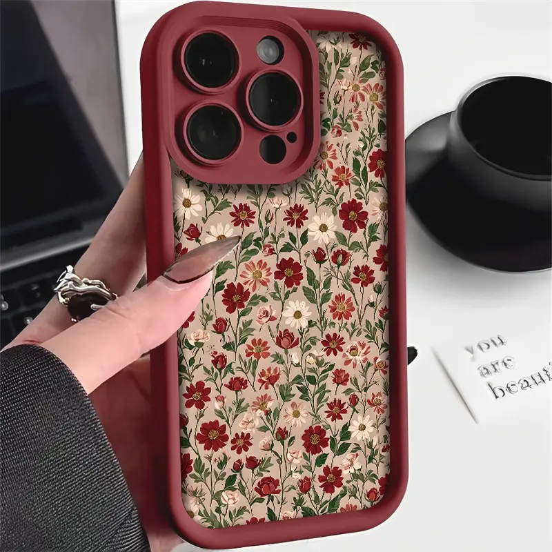 Vintage Floral Daisy Design Protective Shockproof Ultra-Thin Phone Case, Full Camera Lens Protection, Soft Cover, Phone Accessory Compatible for iPhone 17/16/15/14/13/12/11/plus/pro Max