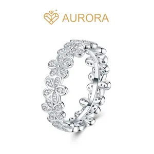 【#215 Flower band】 Moissanite Stackable band ring enhancer ring band high quality gifts Jewelry Synthetic Moissanite