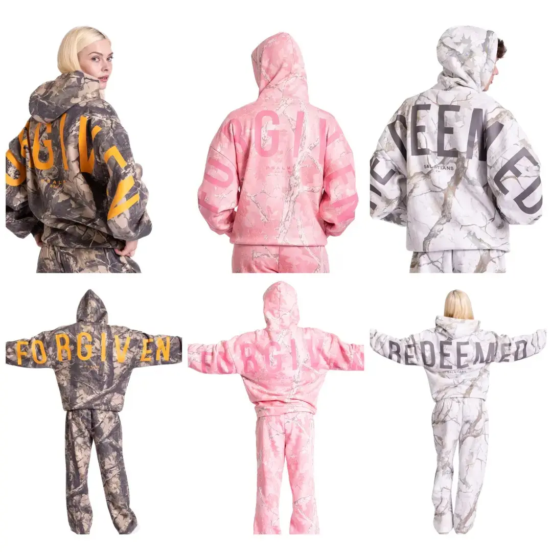 Christian Graphic Camouflage Hoodie Set, Essential Pullover Sweatshirt&  Joggers, Faith-Inspired Streetwear, Unisex Relaxed Fit Hoodie.