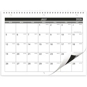 Calendar 2026-2027 - Wall Calendar 2026-2027, 8.5" x 11", 18 Month from Jul. 2026 to Dec. 2027, 3-Hole Punched Binder Calendar with Memo Pages, -Wire Binding, Holidays, For Desk or Wall, Black