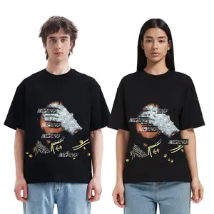 Rhinestone Graphic Tee Oversized Streetwear T-Shirt Men Women Summer Casual Top