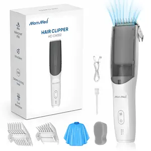 MomMed Baby Hair Clippers, Ultra Quiet Electric Vacuum Baby Clippers with Charger Base, Cordless Rechargeable Waterproof Haircut Kitfor Kids & Men