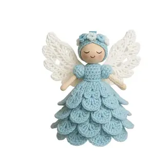 DIY Crochet Angel Kit Complete - Easy--Make Amigurumi Angel Doll Ornament with Smiling Face, Wings & Dress, Realistic Hair-like Crochet Tips (No Feathers) - Christmas Tree Decoration or Keychain (Beginner-Friendly Crochet