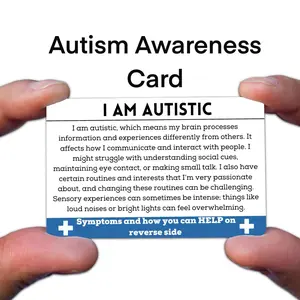Autism Awareness Medical Card, Autism Symptoms, I Am Autistic Information Card, Autism in Adults