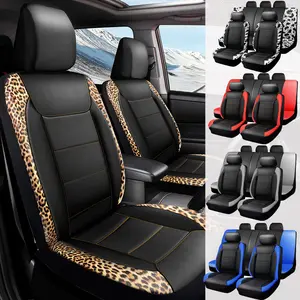Faux Leather seat Covers,Automotive Universal Sport car seat Cover,Airbag Compatible 40/60 Spilt Rear Bench Covers fits Most Cars, SUVs, Trucks, and Vans (Full Set)