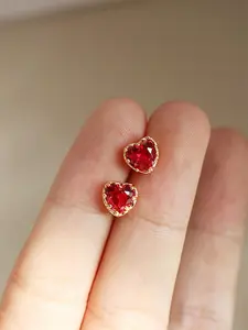 Heart Shaped Artificial Zirconia Decor Stud Earrings, Dainty Heart Zirconia, Elegant Jewelry for Women for Party, Daily Clothing Decor, Trendy All-match & Exquisite Jewelry for Birthday Gift