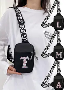 Fashion Letter Pattern Sling Bag, 1 Count Casual Versatile Chest Bag for Women, Outdoor Running Chest Pack for Men, Yoga Bum Bag