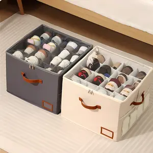 Shoe Organizer for Closet, 2 Pack Foldable Shoe Storage Containers, Fabric Shoe Storage Boxes with Clear Cover, Adjustable Dividers for Shoe Organizer, Fits up to 16-32 Pairs, Closet Shelf Storage ，shoe rack organizer，shoe rack