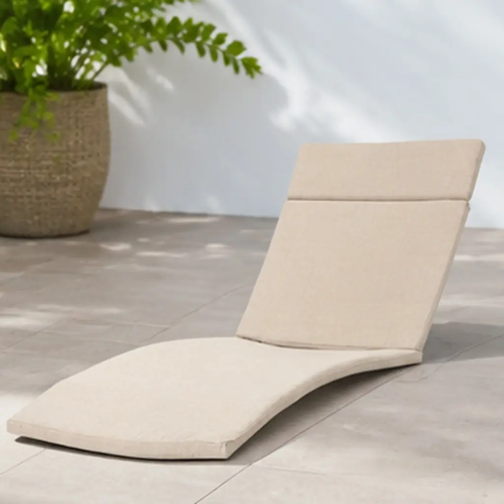 Outdoor Chaise Lounge Cushion 79.25 x 27.5 x 1.5 Inches Water-Resistant 100% Polyester Fabric Foam Filled with Ties for Patio Pool Deck Garden Beige Replacement Cushion for Most Chaise Lounges 1 Piece, Beige Color Options, Fabric Material