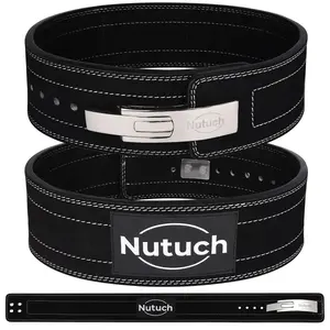 NUTUCH Genuine Leather Lever Weight Lifting Belt |10mm | Gym Belts | Weight Lifting Belts for Men and Women | Grain Leather Weightlifting Belt | Workout Belt | Powerlifting Belt for Back Support | Squats (X-Large Black 10mm)