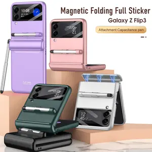 For Samsung Galaxy Z Flip3 Mobile Phone Cases Folding Screen Flip3 Protective Cover To Send Stylus Magnetic Suction Flip Phone Cover