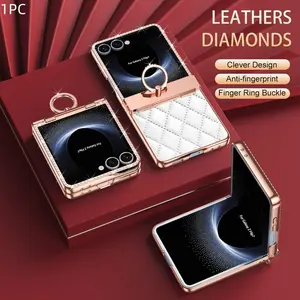 Luxury Rhinestone Electroplated Phone Case for Samsung Galaxy Z Flip7/6/5/4/3, Built-In Tempered Glass, Screen Protector, Decorative Phone Protector, Protective Hinge Cover, Casing Protector, Cellphone Protection, Accessories
