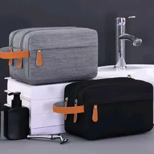 Holiday Haul Men's Dual-Layer Travel Multifunctional Toiletry Bag, Toiletries Travel Bag, Portable Large Capacity Makeup Organizer, Durable Cosmetic Storage Pouch for Men, Travel Cosmetic Bags