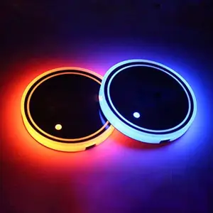 2PCS/4PCS LED Cup Holder Lights for Car - 7 Color-Changing Rechargeable Coasters - Cool Interior Car Accessories for Teens and Adults