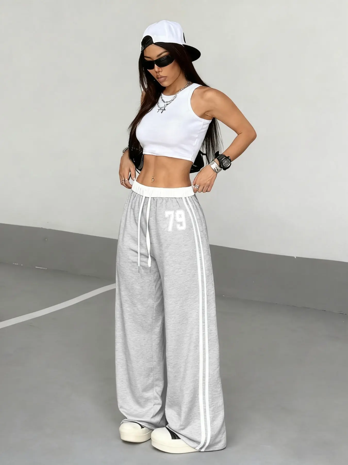 Women's Casual Spring/summer Digital Print Belt Patchwork Athletic Sport Activewear Street Retro Style Lazy Sports Pants Bottoms, Comfortable and Stylish