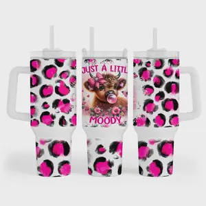 Just a Little Moody Highland Cow 40-ounce Insulated Stainless Steel Tumbler