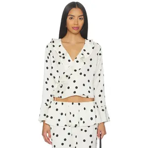 Lisa Says Gah Ricki Wrap Top in White Dot