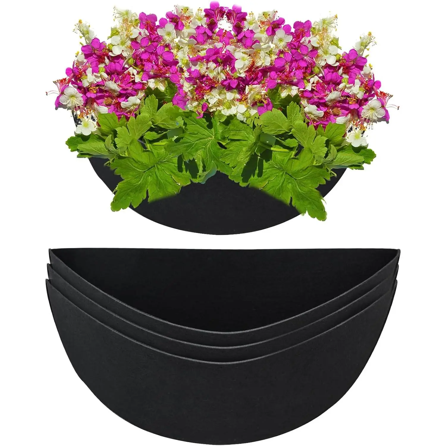 3 count 12 Inch Half Round Planter Liners Fabric  Liners Half Circle Flower Basket Liners Replacement Felt Liner Coconut Liners Alternative for Wall Hanging Basket Planter