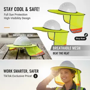 Hard Hat Sunshield - Upgrade Full Brim Neck Sunshade Cover with Reflective Strip for Hardhats