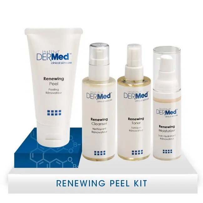 302ProfessionalSkincare DERMed Renewing Peel Kit for Easy Peel Application, Exfoliating Glycolic AHA Face Care in a Convenient Pack, Travel Kit, Apply Peel