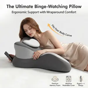Ergonomic Reading Pillow with Cooling Fabric | Premium Memory Foam Face-Down Cushion for Phone Scrolling, Relaxing & Neck Relief