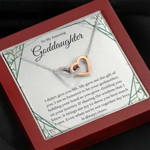 Interlocking Hearts, Goddaughter Gifts From Godmother For Goddaughter Baptism Goddaughter Necklace First Communion  For Girls