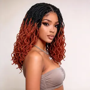 12" Soft Faux Locs Bob Wig Glueless Knotless Full Lace | Crochet Faux Locs Style | 150% Density Ultra Soft Lightweight | Natural Hairline with Baby Hair | Beginner Friendly Protective Style | Black & Ombre Colors | Everyday Look