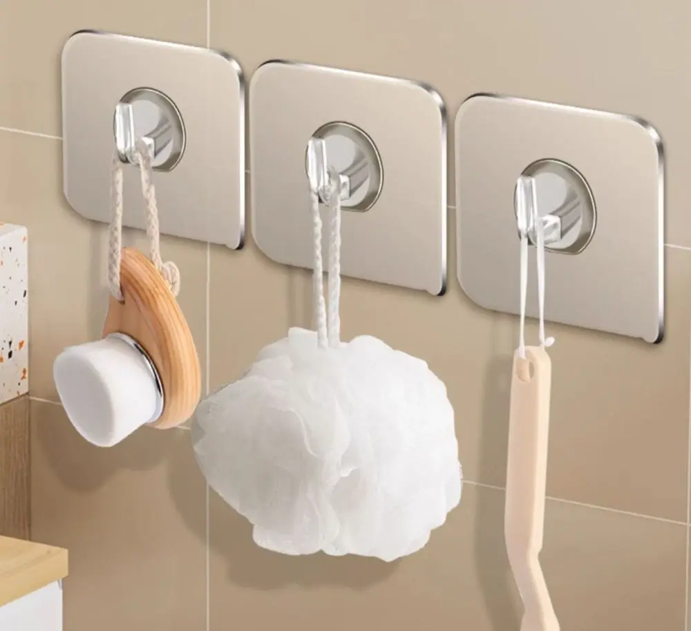 24-Pack Heavy Duty Adhesive Wall Hooks – Seamless No-Drill Stick-On Hangers for Home & Kitchen