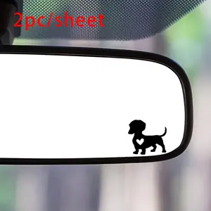 2PCS/SET Soft Heart Dachshund Car Decorative Sticker | For Car Side Windows, Notebooks, Short-Leg Dog Creative Design, Nail Your Car’s Cute Style Easily, Eye-Catching & Show Pet-Loving Attitude