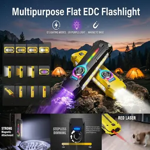 10W EDC Tactical Flashlight, Flat XPL Bead, 3 Color Temperatures (White/Warm/UV), Fidget Spinner Dial & Stepless Dimming, Magnetic Base & Pocket Clip, Type-C Rechargeable - Ultimate High-Tech Gadget for Men, DIY, Professional Inspection