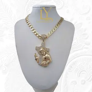 LaYaiBoutique #1304 CHRIST and Cross 14k Gold Plated High Quality Necklace with Detailed Design