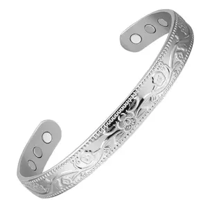 Copper Bracelets for Women  99.9% Pure Vintage Flower Magnetic Bangle with 3500 Gauss Adjustable Cuff Gift